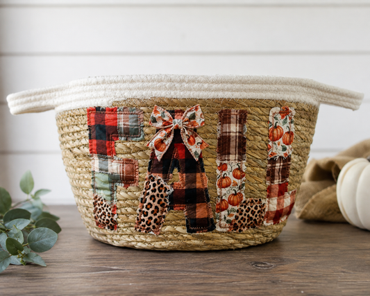 🍂 Fall Patchwork Rope Basket 🍂