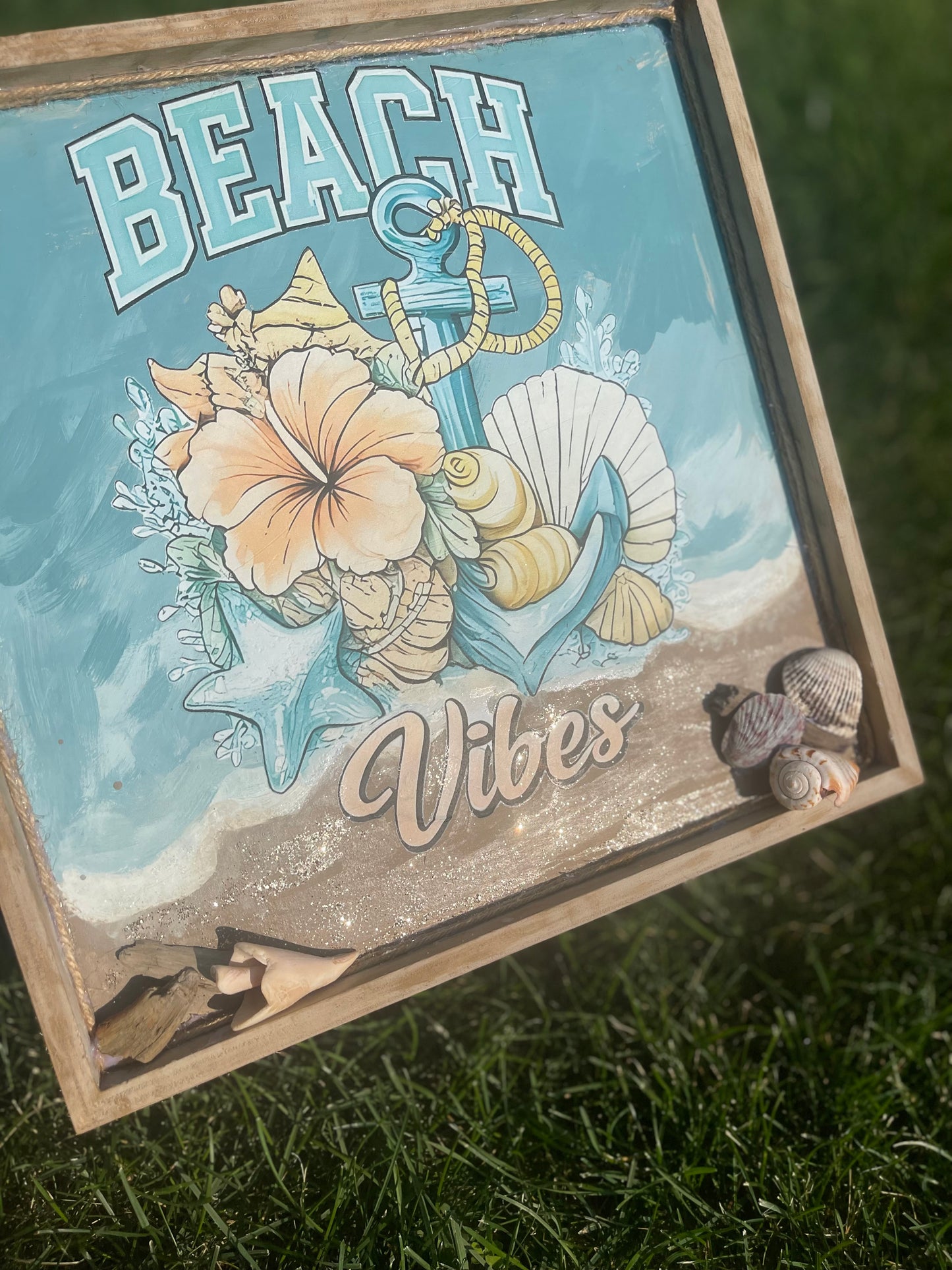 🌊 Beach Vibes Framed Coastal Sign