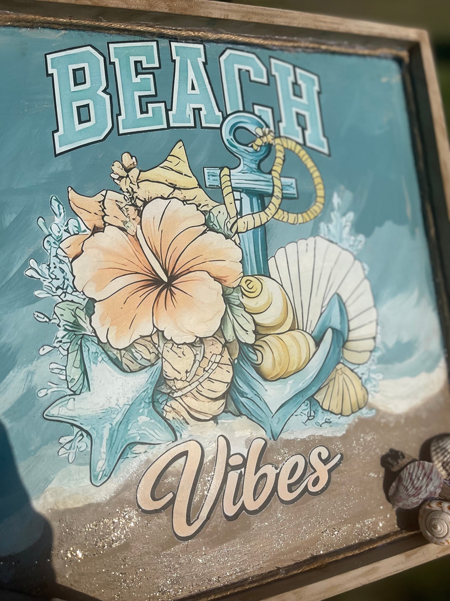 🌊 Beach Vibes Framed Coastal Sign