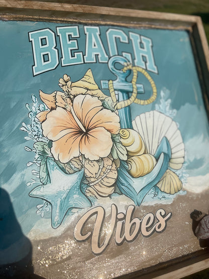 🌊 Beach Vibes Framed Coastal Sign