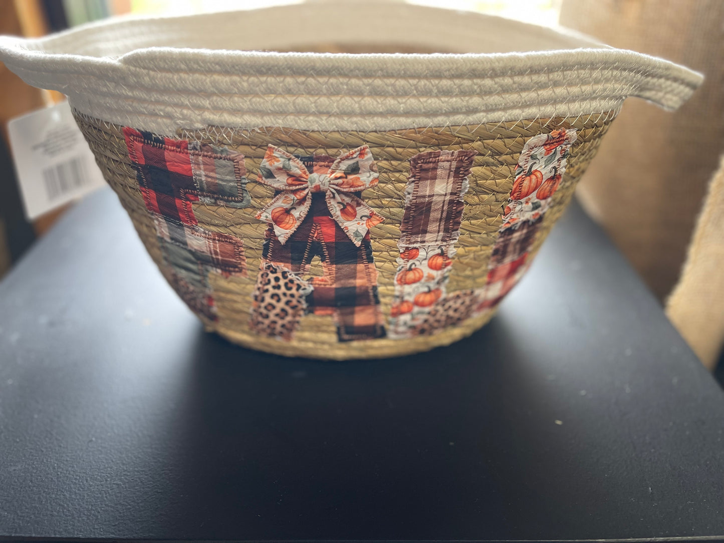🍂 Fall Patchwork Rope Basket 🍂