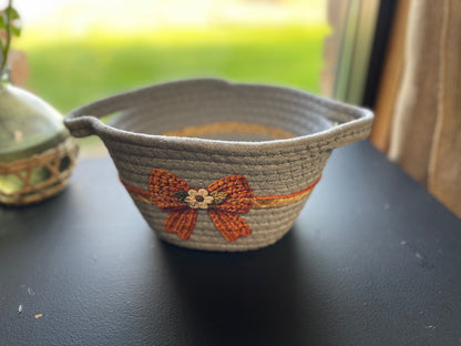 🍂🎀 Autumn Bow Rope Basket – Small 🎀🍂
