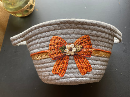 🍂🎀 Autumn Bow Rope Basket – Small 🎀🍂